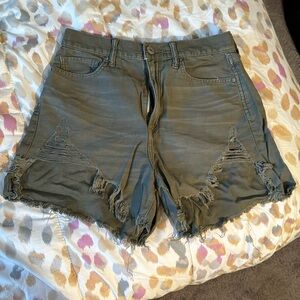 Olive Green American Eagle Festival Mom Shorts